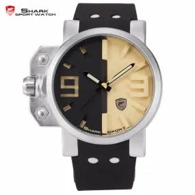 Shark Sport Watch Stainless Steel Case Black Yellow 3D Logo Luminous Pointer Rubber Strap Outdoor Men Quartz Wristwatch