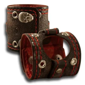 Slate Stressed Samsung Leather Cuff Watch Band with Skull Snaps Slate Stressed Samsung Leather Cuff Watch Band with Skull Snaps