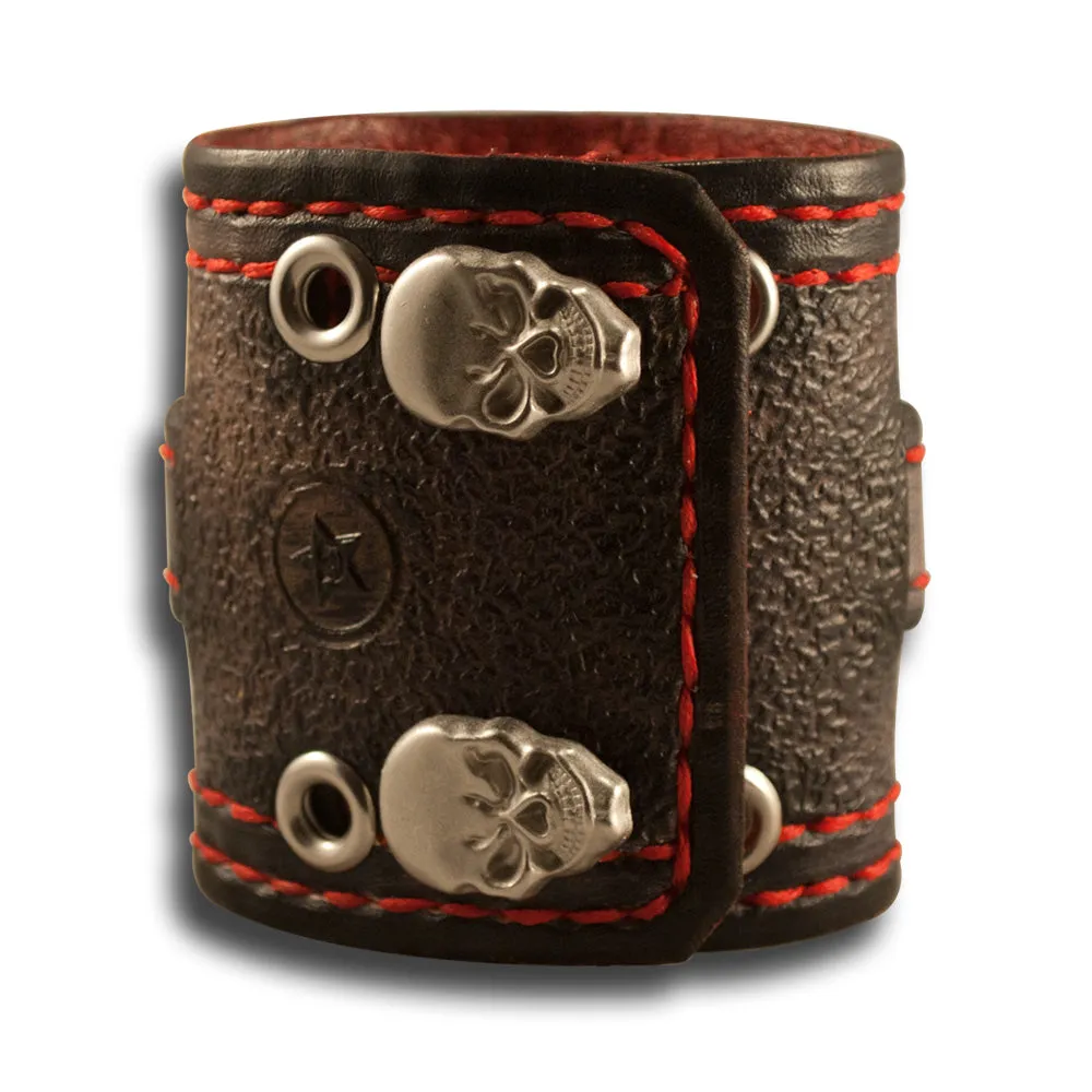 Slate Stressed Samsung Leather Cuff Watch Band with Skull Snaps