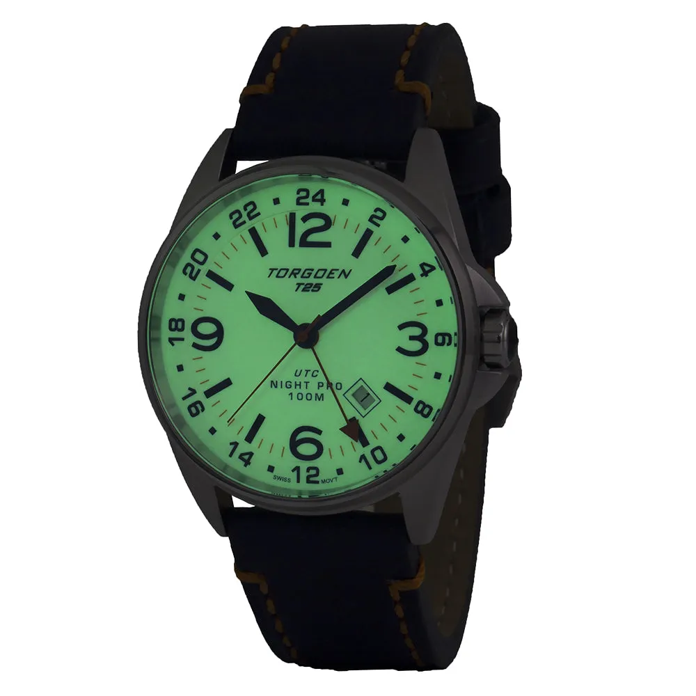 T25 Night Pro | 44 mm, Blue Leather Strap