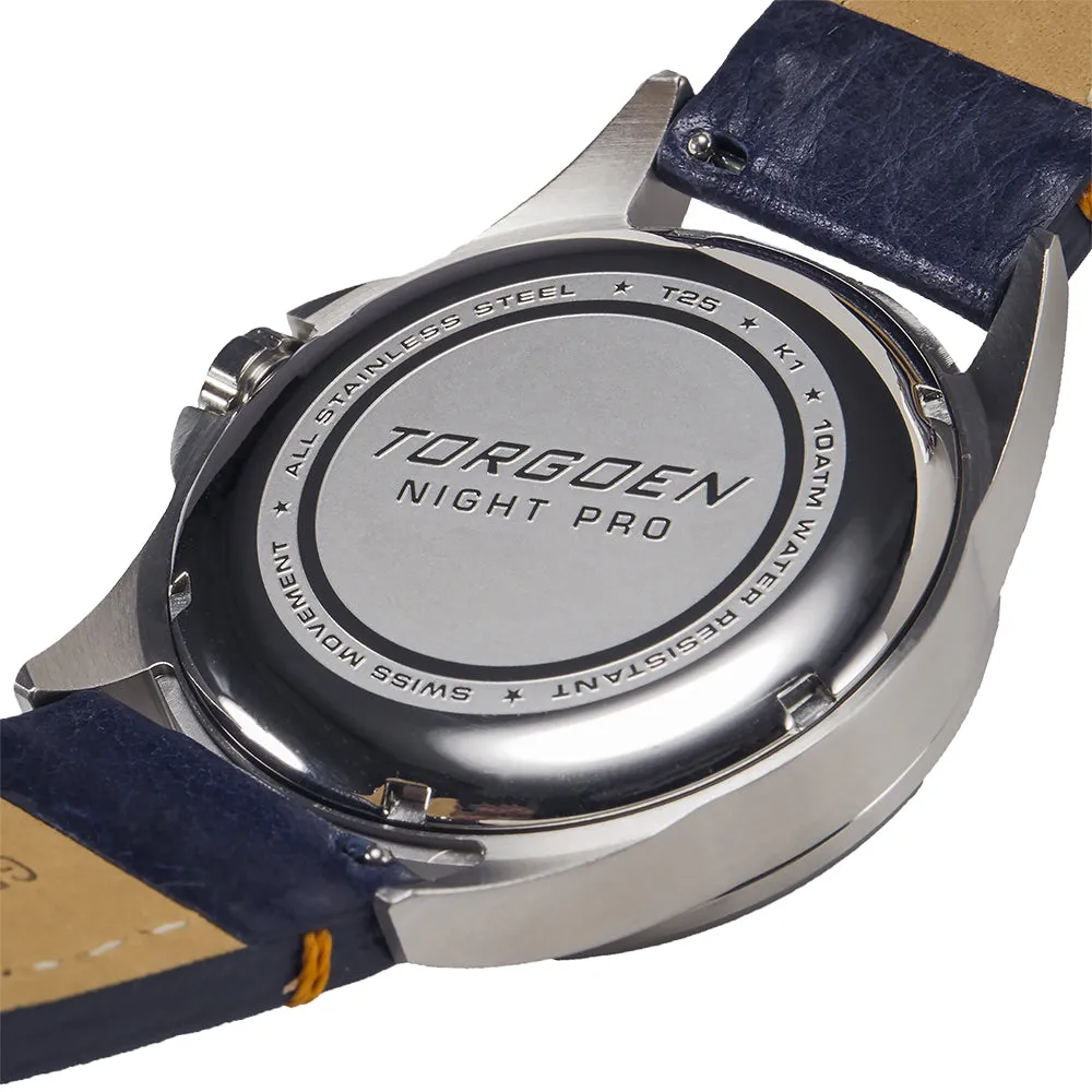 T25 Night Pro | 44 mm, Blue Leather Strap