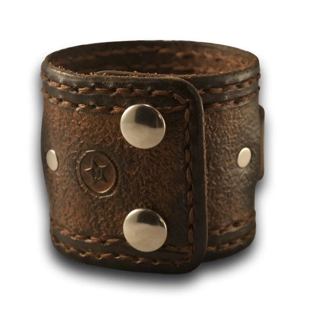 Timber Brown Stressed Samsung Leather Cuff Watch Band with Snaps