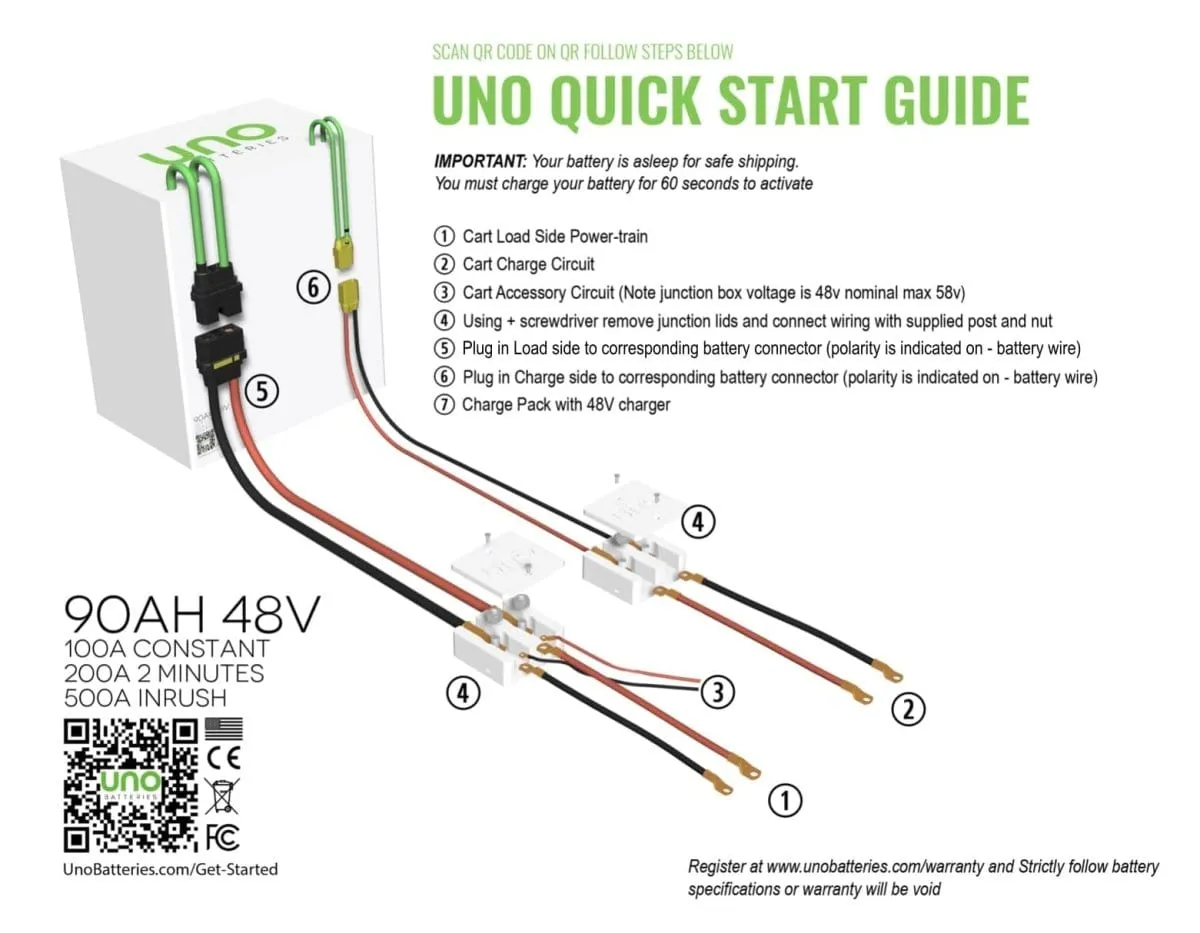 UNO™ Golf Cart 90ah Lithium Hybrid Battery / Charger Bundle