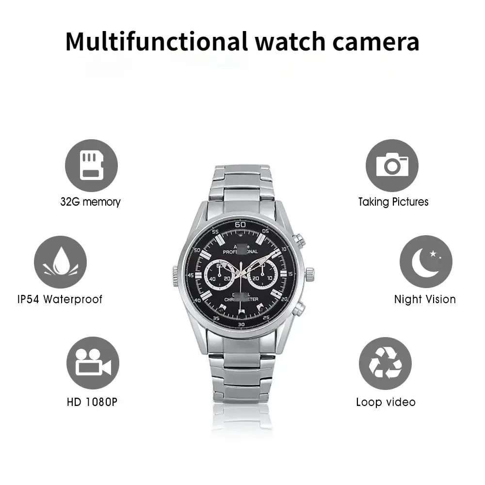 Video Recorder Camera Watch HD 1080P with Night Vision Men's Watch-Video Recorder Watch