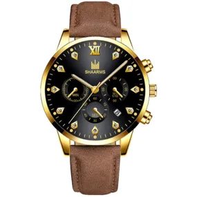 W04 Brown Band Gold Techno Time Collection Quartz Watch