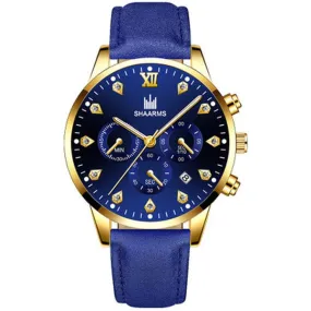 W06 Blue Band Gold Techno Time Collection Quartz Watch