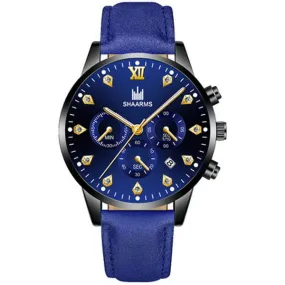 W07 Blue Band Black & Gold Techno Time Collection Quartz Watch