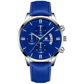 W08 Blue Band & Face Silver Techno Time Collection Quartz Watch