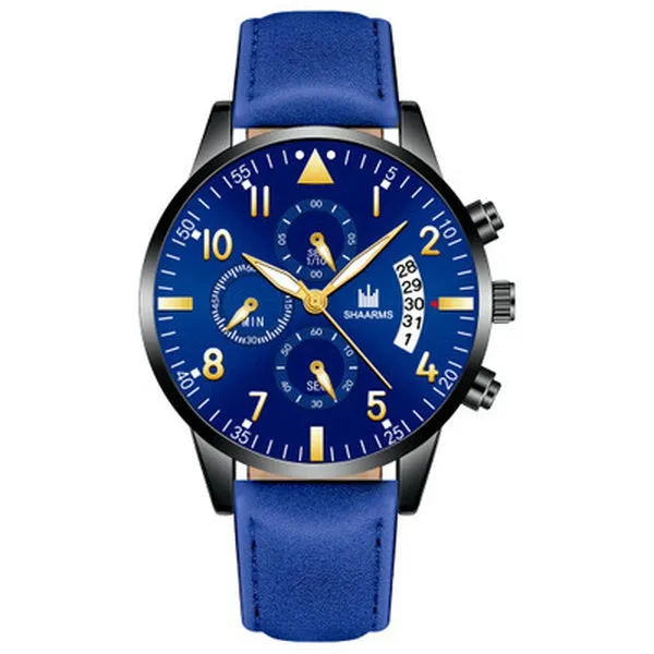 W129 Blue Band Black & Gold Rexler Collection Quartz Watch