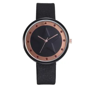 W13 Black Band Rose Gold Star Inlay Collection Quartz Watch