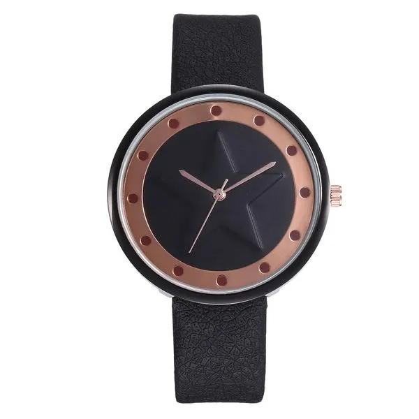 W13 Black Band Rose Gold Star Inlay Collection Quartz Watch