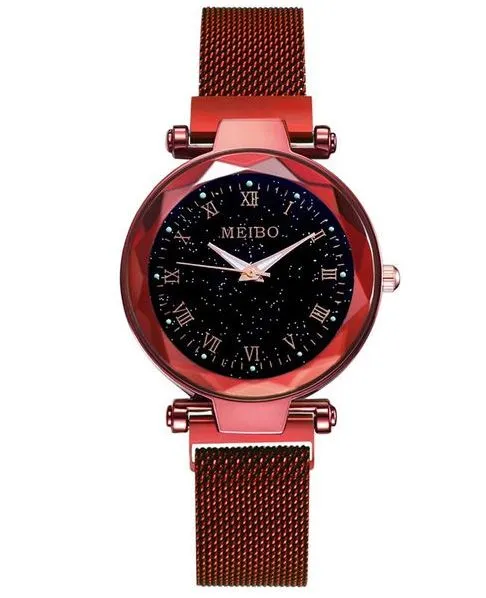W177 Red Midnight Mesh Roman Numeral Collection Quartz Watch
