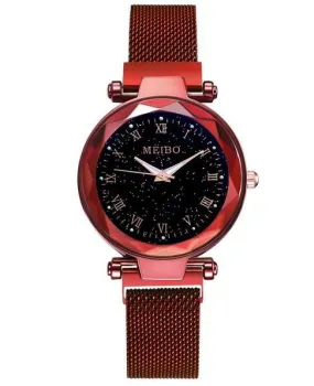 W177 Red Midnight Mesh Roman Numeral Collection Quartz Watch