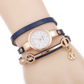 W198 Gold Navy Blue Wrap Collection Quartz Watch
