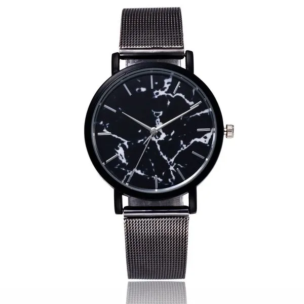 W202 Black Mesh Crackle Collection Quartz Watch