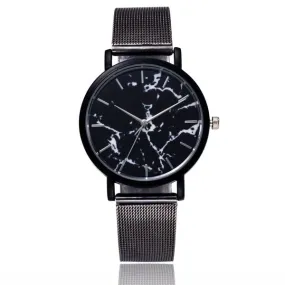 W202 Black Mesh Crackle Collection Quartz Watch