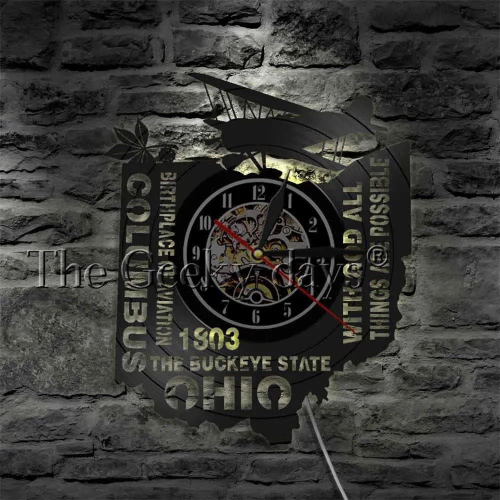 With God All Things Are Possible The Buckeye State Ohio Wall Clock Birthplace Of Aviation Columbus Vinyl Record Wall Clock Watch