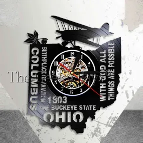 With God All Things Are Possible The Buckeye State Ohio Wall Clock Birthplace Of Aviation Columbus Vinyl Record Wall Clock Watch