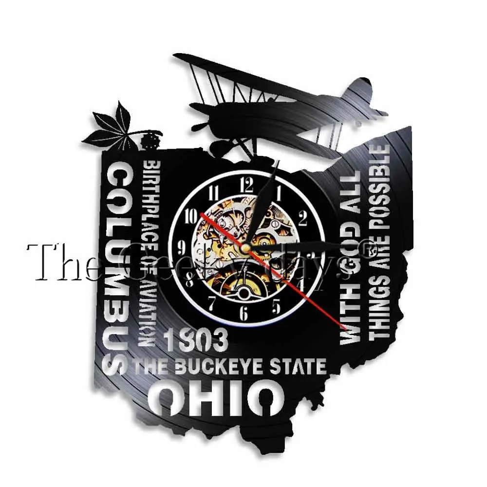 With God All Things Are Possible The Buckeye State Ohio Wall Clock Birthplace Of Aviation Columbus Vinyl Record Wall Clock Watch