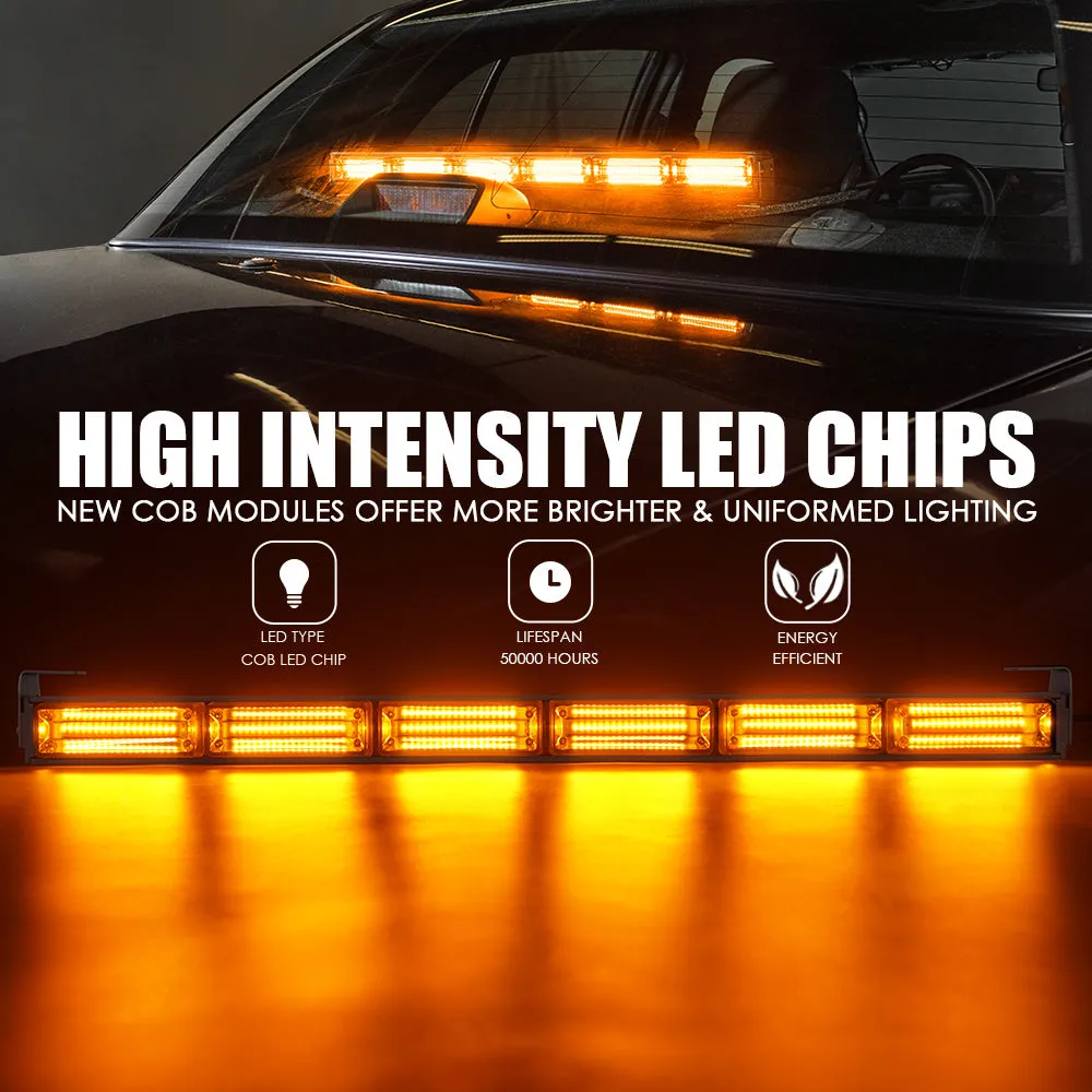 Xprite 27" G2 Vigilante Series 30W Traffic Advisor COB LED Strobe Light Bar with Suction Cup Brackets