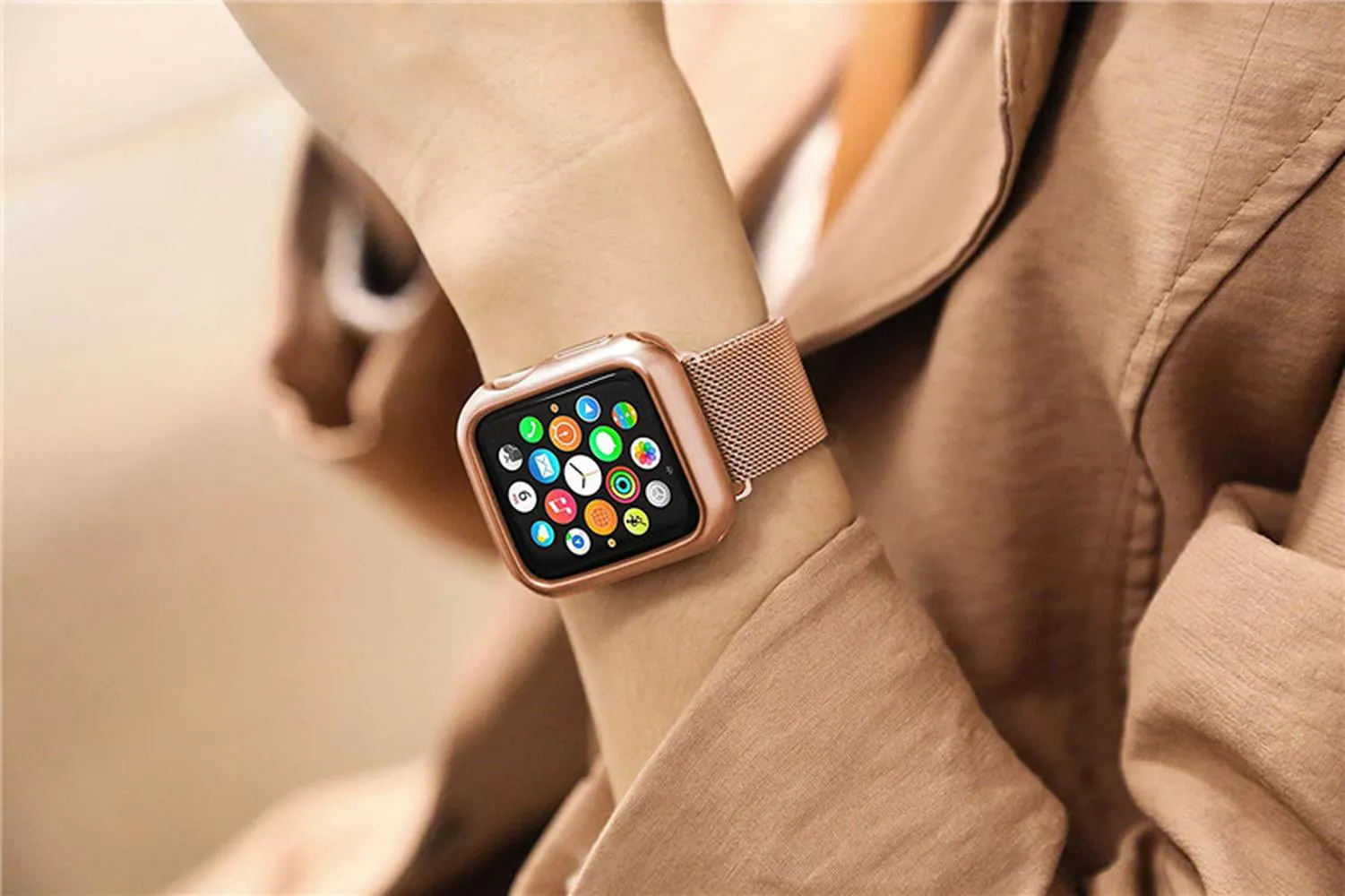 Yepband 1/2Pack Magnetic Metal Band and Cover Compatible with Apple Watch Bands 38mm 42mm 40mm 44mm Soft TPU Bumper Case with Stainless Steel Mesh Strap Milanese Loop for iWatch Series SE 6 5 4 3 2 1