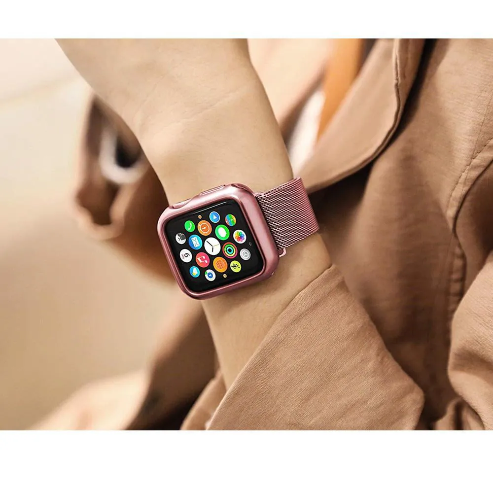 Yepband 1/2Pack Magnetic Metal Band and Cover Compatible with Apple Watch Bands 38mm 42mm 40mm 44mm Soft TPU Bumper Case with Stainless Steel Mesh Strap Milanese Loop for iWatch Series SE 6 5 4 3 2 1
