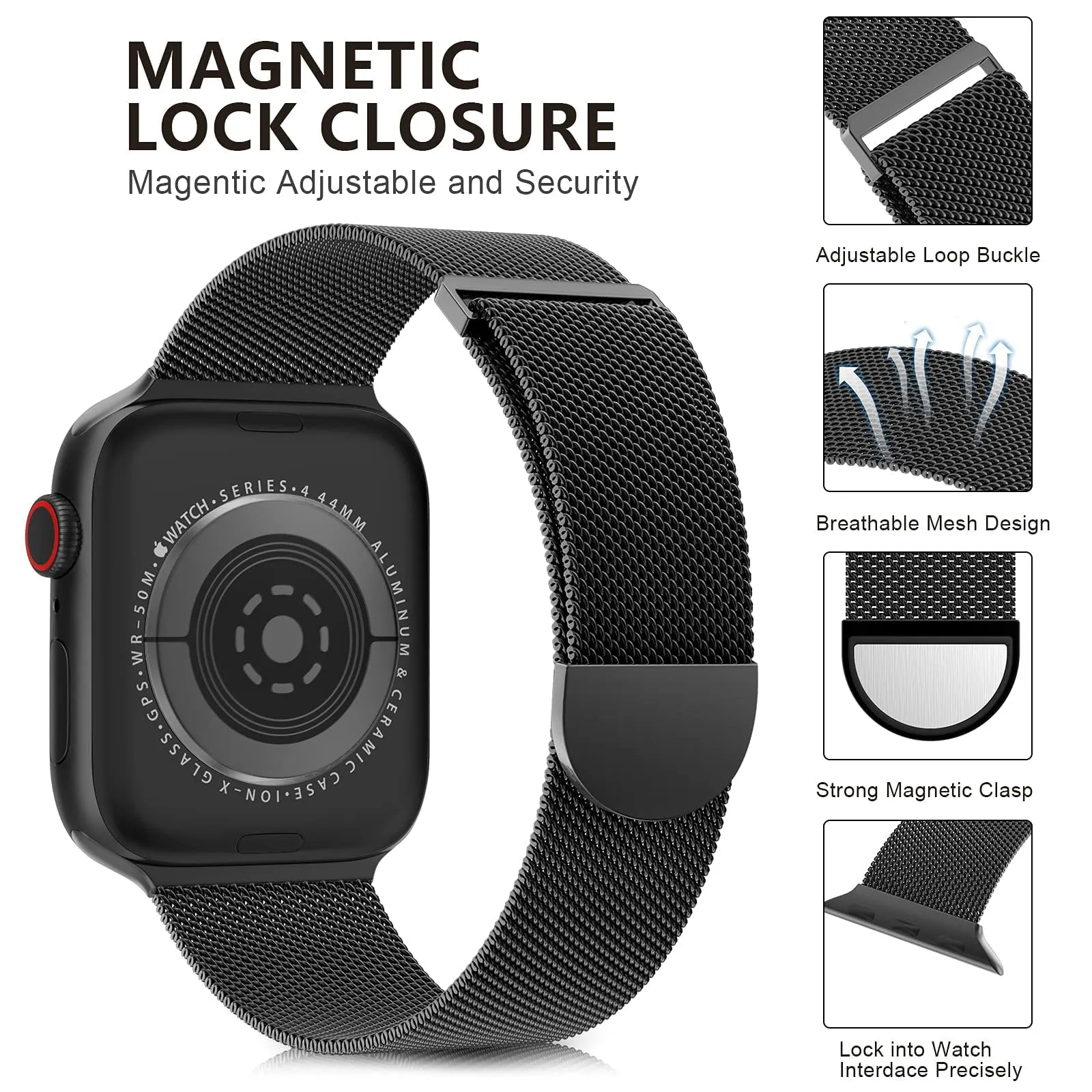 Yepband 1/2Pack Magnetic Metal Band and Cover Compatible with Apple Watch Bands 38mm 42mm 40mm 44mm Soft TPU Bumper Case with Stainless Steel Mesh Strap Milanese Loop for iWatch Series SE 6 5 4 3 2 1