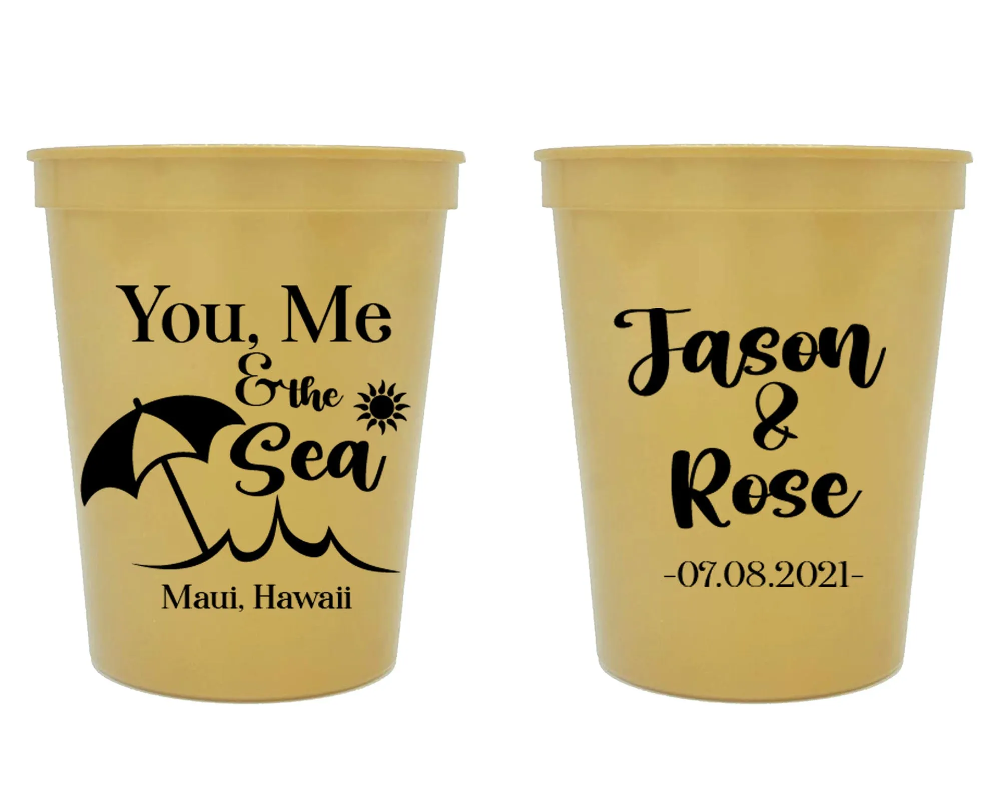 You, Me, & The Sea Wedding Stadium Cups