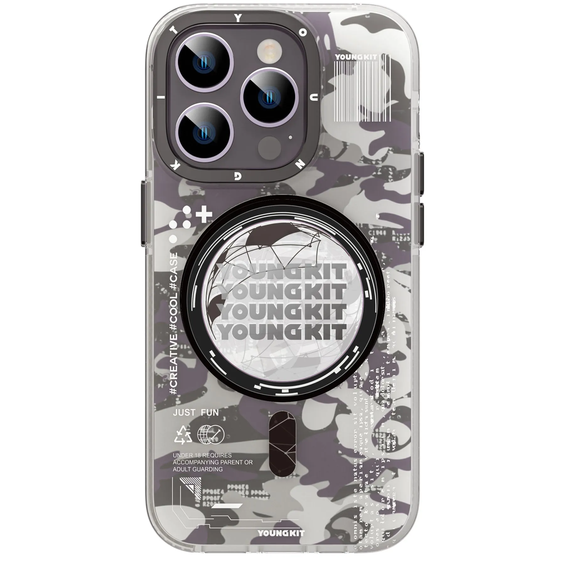 YOUNGKIT Camouflage Cyberpunk MagSafe Slim Thin Matte Anti-Scratch Back Shockproof Cover Case
