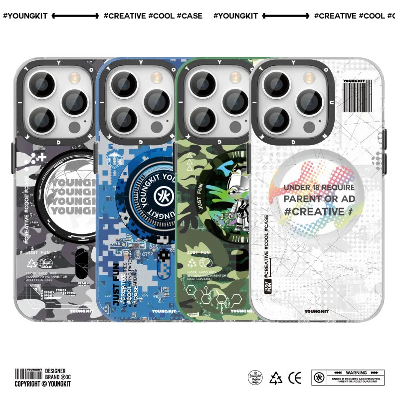 YOUNGKIT Camouflage Cyberpunk MagSafe Slim Thin Matte Anti-Scratch Back Shockproof Cover Case
