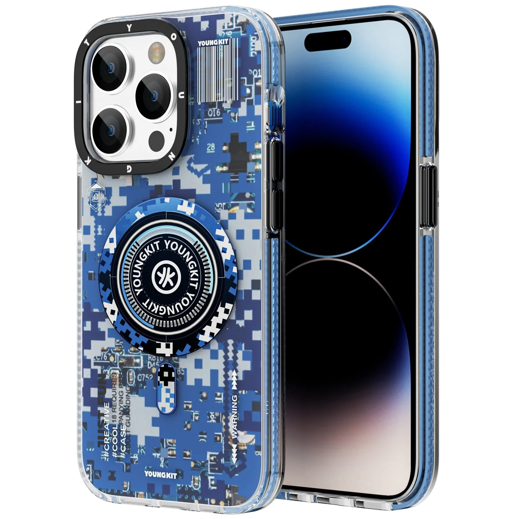 YOUNGKIT Camouflage Cyberpunk MagSafe Slim Thin Matte Anti-Scratch Back Shockproof Cover Case