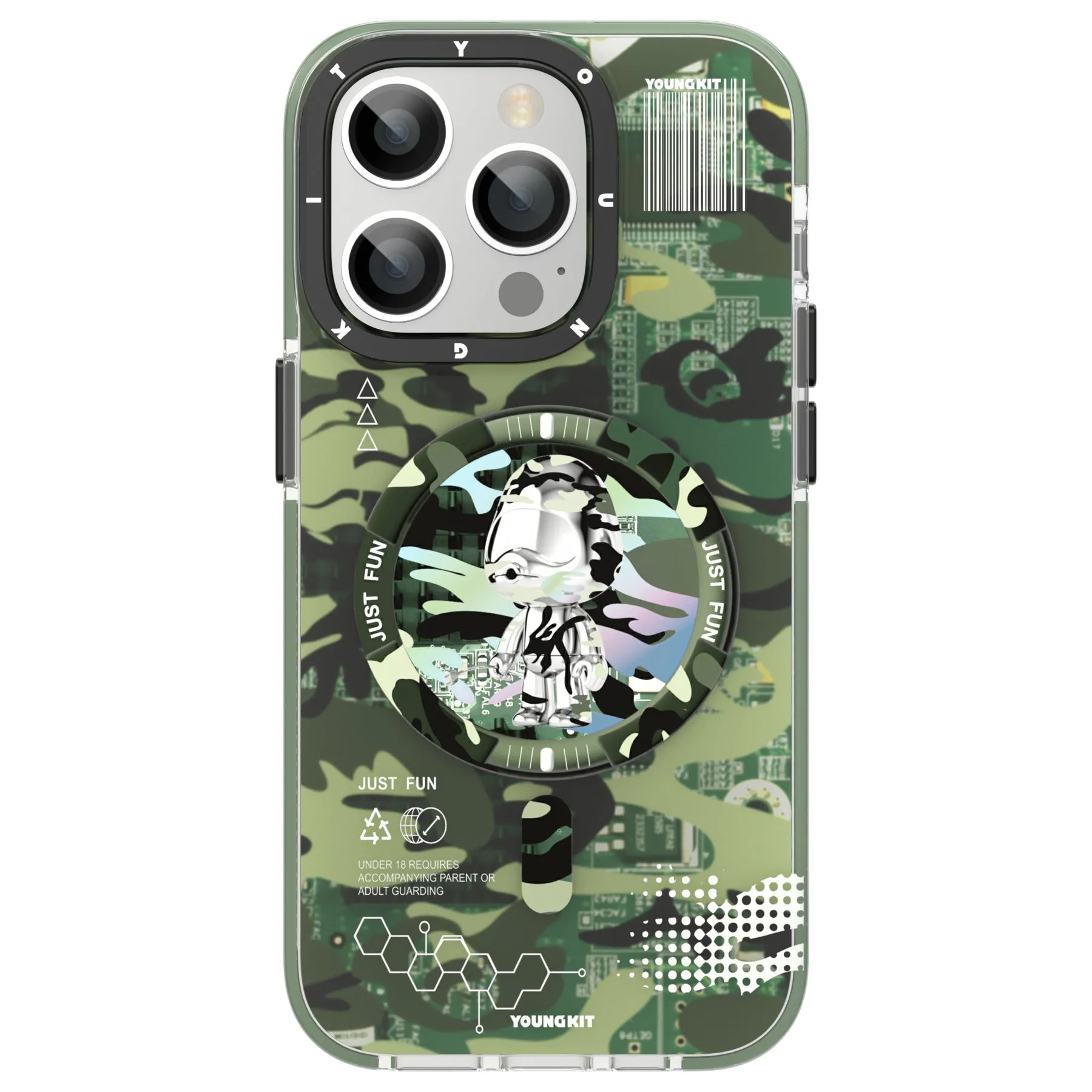 YOUNGKIT Camouflage Cyberpunk MagSafe Slim Thin Matte Anti-Scratch Back Shockproof Cover Case