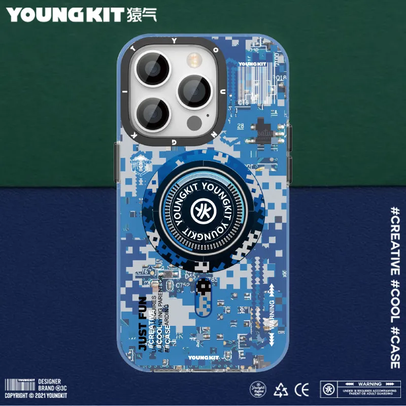 YOUNGKIT Camouflage Cyberpunk MagSafe Slim Thin Matte Anti-Scratch Back Shockproof Cover Case