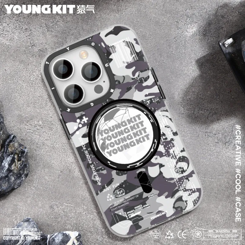 YOUNGKIT Camouflage Cyberpunk MagSafe Slim Thin Matte Anti-Scratch Back Shockproof Cover Case