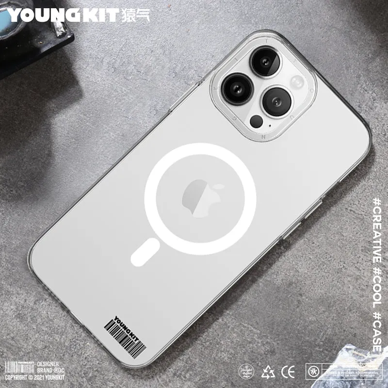 YOUNGKIT Glaze MagSafe Slim Thin Clear Anti-Scratch Back Shockproof Cover Case