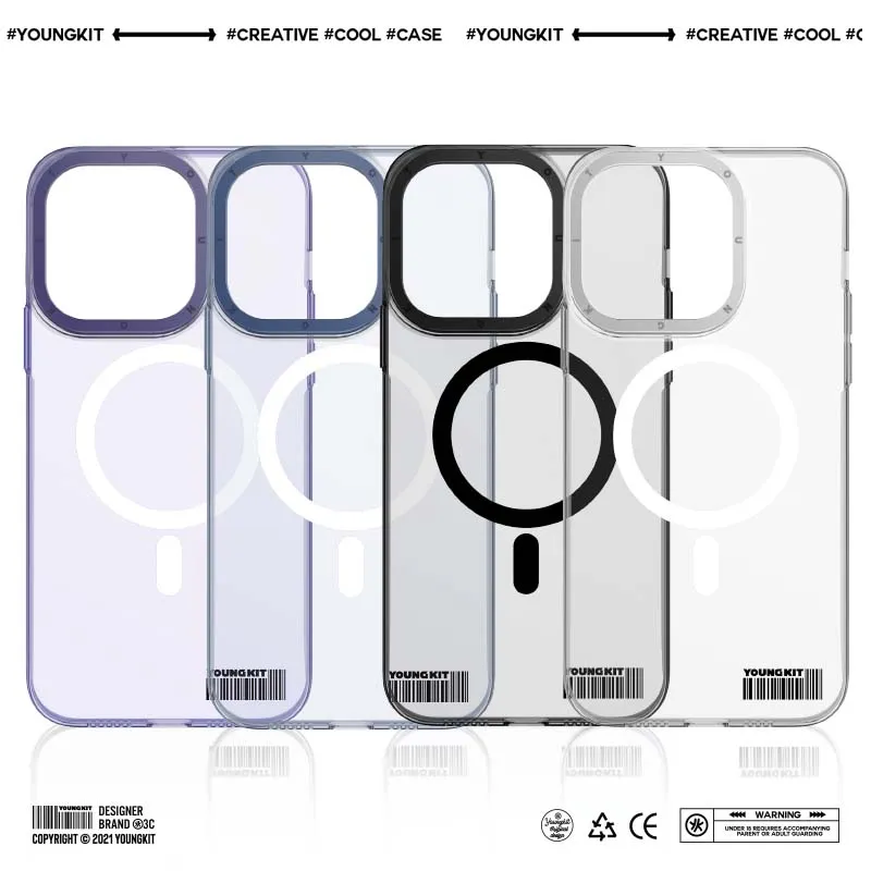 YOUNGKIT Glaze MagSafe Slim Thin Clear Anti-Scratch Back Shockproof Cover Case