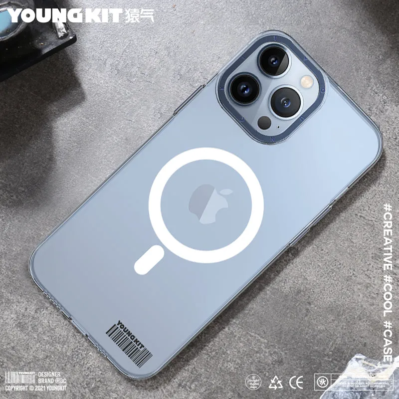YOUNGKIT Glaze MagSafe Slim Thin Clear Anti-Scratch Back Shockproof Cover Case