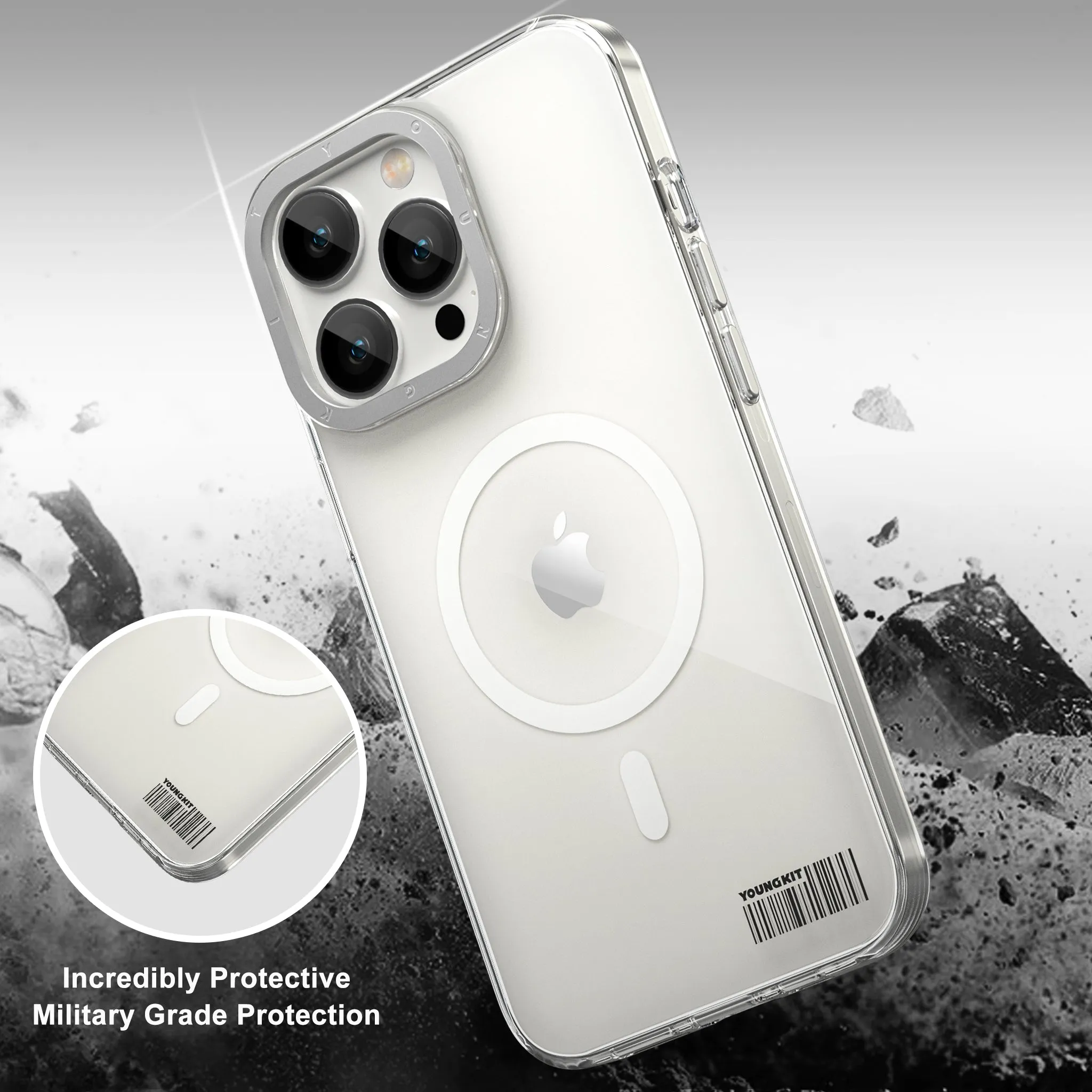 YOUNGKIT Glaze MagSafe Slim Thin Clear Anti-Scratch Back Shockproof Cover Case