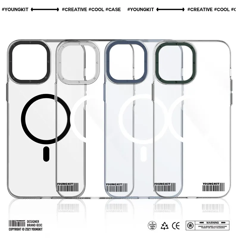 YOUNGKIT Glaze MagSafe Slim Thin Clear Anti-Scratch Back Shockproof Cover Case