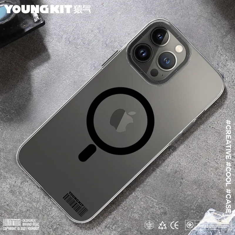 YOUNGKIT Glaze MagSafe Slim Thin Clear Anti-Scratch Back Shockproof Cover Case