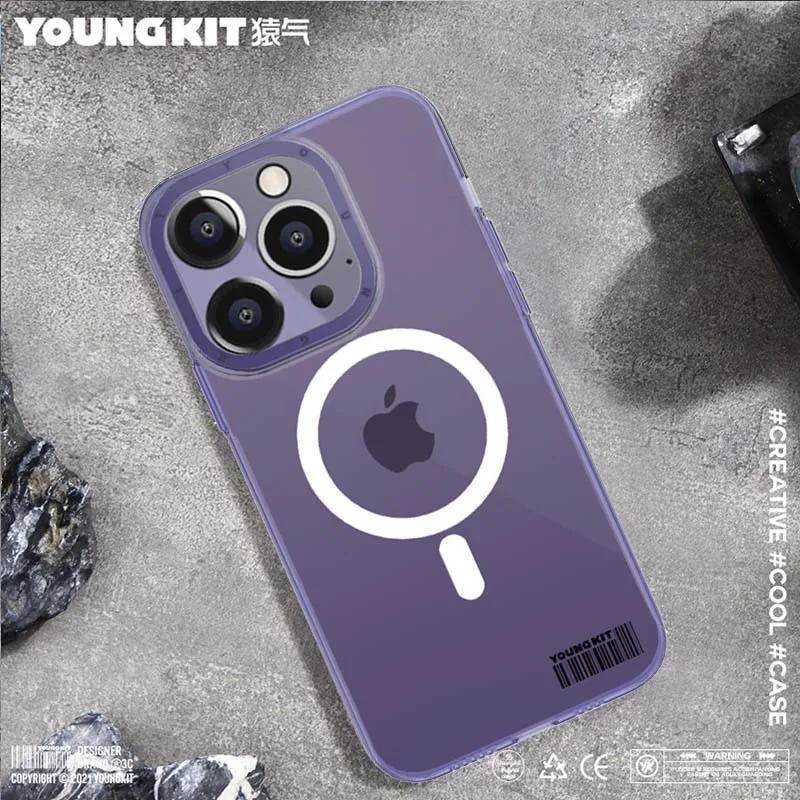 YOUNGKIT Glaze MagSafe Slim Thin Clear Anti-Scratch Back Shockproof Cover Case