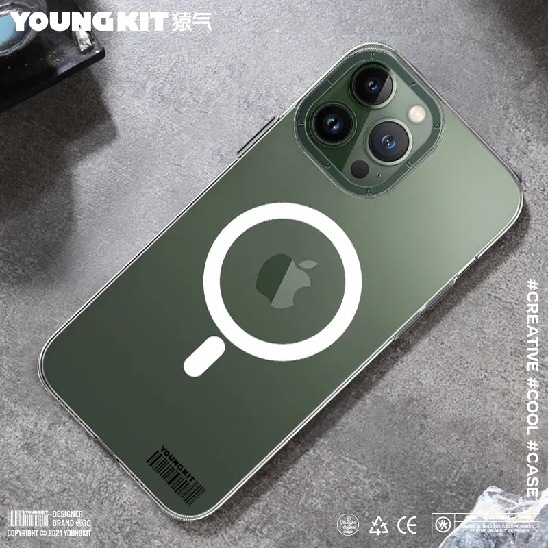 YOUNGKIT Glaze MagSafe Slim Thin Clear Anti-Scratch Back Shockproof Cover Case
